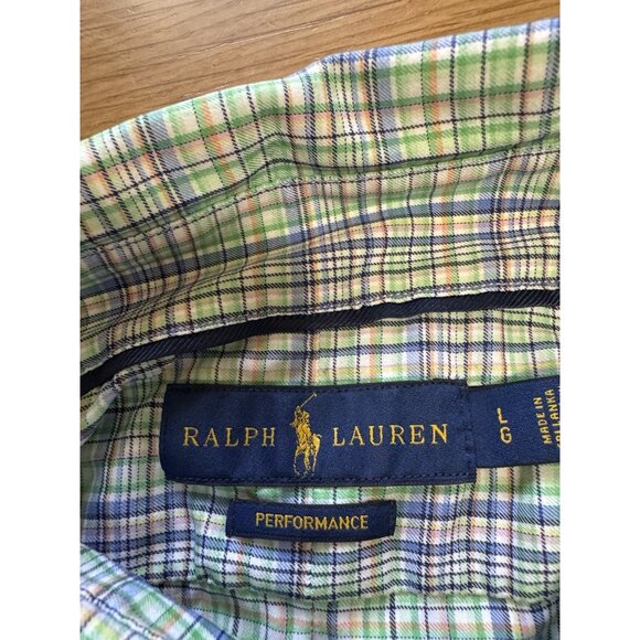 Ralph Lauren Plaid Performance Shirt Size Large Button Down Men Shirt Cotton - Picture 3 of 12